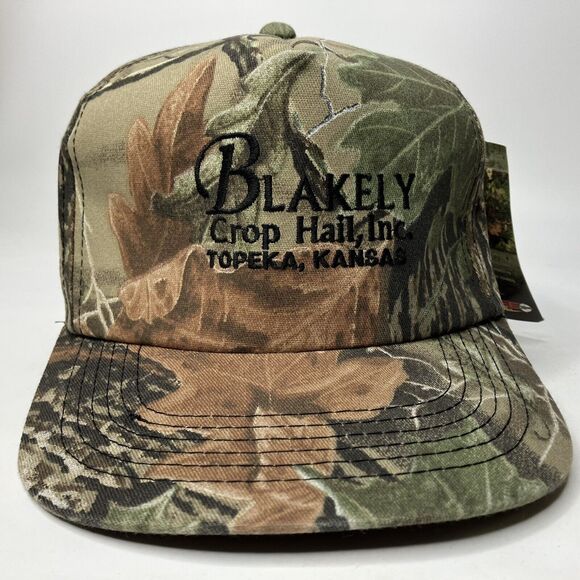 Vtg Blakely Crop Hail Farmer Hunter Trucker Hat Cap RealTree Camo Tag Topeka KS - Picture 1 of 11